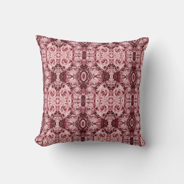 Geometrisches Muster rosa Rosenkissen Kissen (Vorderseite)