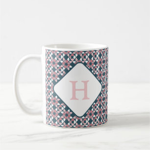 Geometrisches Muster, rosa und Aquamarin Kaffeetasse