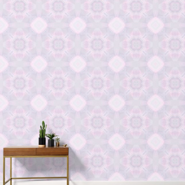 Geometrisches Muster, rosa und graue Wasserfarbe Tapete (Hausflur)