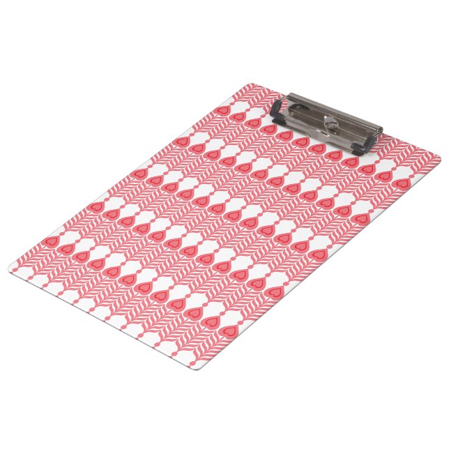 geometrisches Muster rot und rosa mit Interlo Klemmbrett (Schrägansicht)