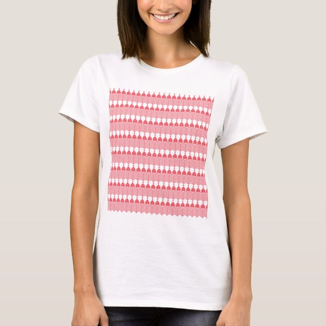 geometrisches Muster rot und rosa mit Interlo T-Shirt (Vorderseite)