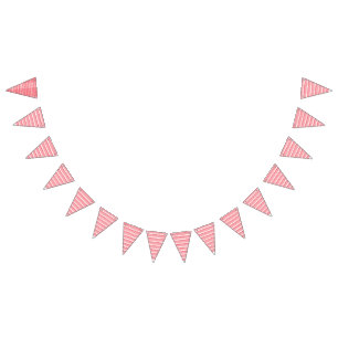 geometrisches Muster rot und rosa mit Interlo Wimpelkette
