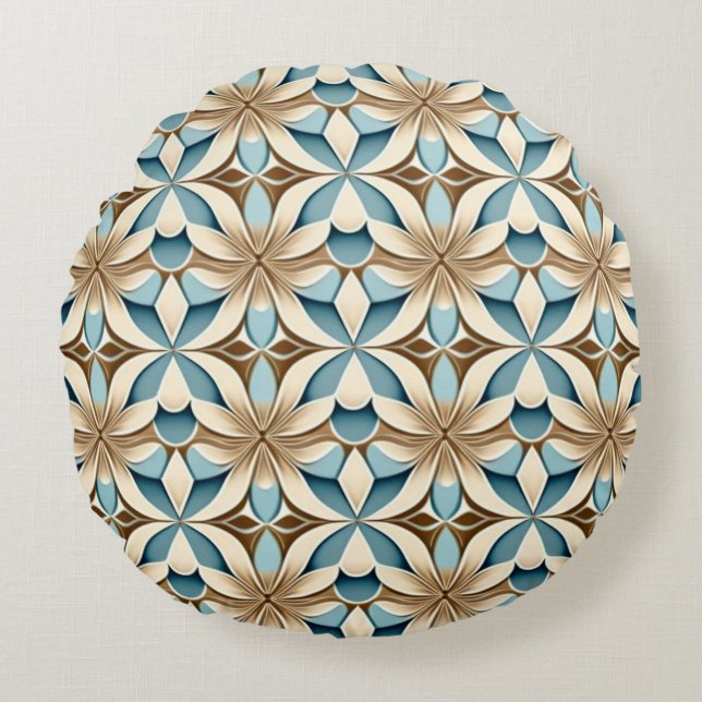 Geometrisches Muster Rundes Kissen (Vorderseite)