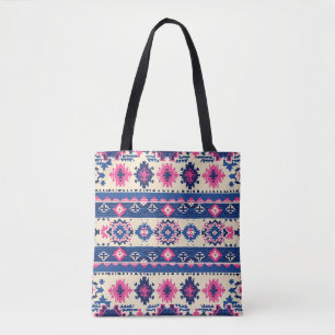 Geometrisches Muster Tote Beutel - Blaue und rosa Tasche