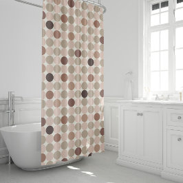 Geometrisches Muster von braunen und rosa Polka Pu Duschvorhang