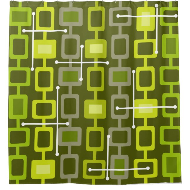 Geometrisches Musterdiagramm für Retro-1950s Duschvorhang (Vorderseite)