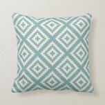 Geometrisches Musterglas Blau Kissen<br><div class="desc">Geometrisches Muster in Sea Glass Blue und Cream</div>