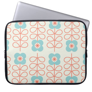 Geometrisches, nahtloses Muster mit Blumen. Nordis Laptopschutzhülle