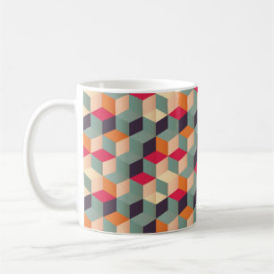 Geometrisches nahtloses Muster mit farbigen Quadra Kaffeetasse