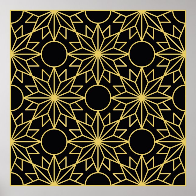Geometrisches nahtloses Muster mit goldfarbenem Wi Poster (Vorne)