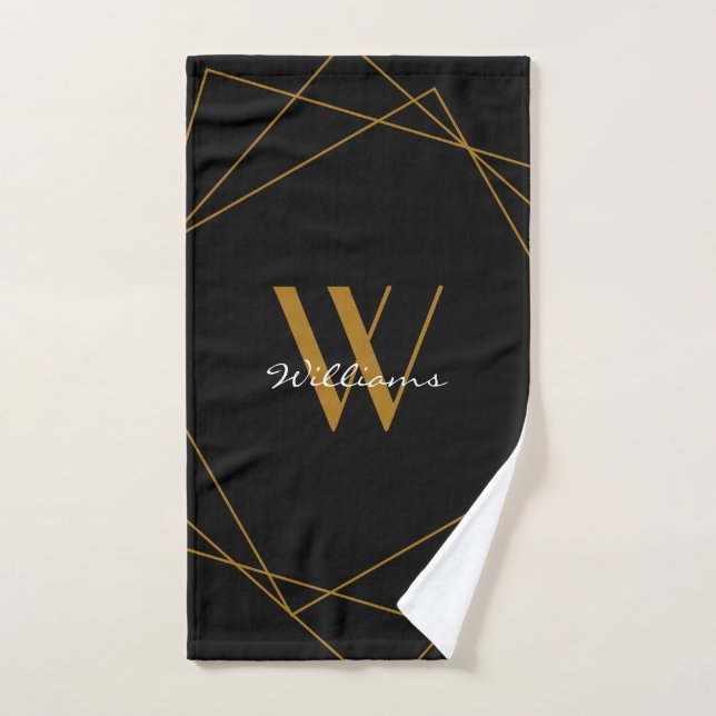 Geometrisches Namensschild für das elegante Schwar Handtuch (Handtuch)