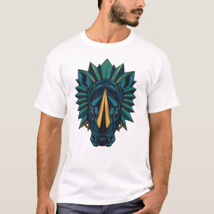 Geometrisches Nashorn In Teal Und Gold T-Shirt