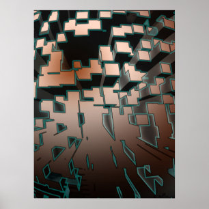 Geometrisches neon-futuristisches Extrusionsmuster Poster