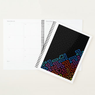 Geometrisches Neon-Labyrinth-Muster – Moderne Farb Planer