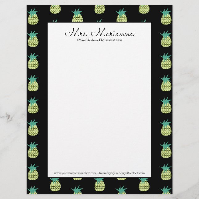 Geometrisches Neon Pineapel Sommermuster Briefbogen (Vorderseite)