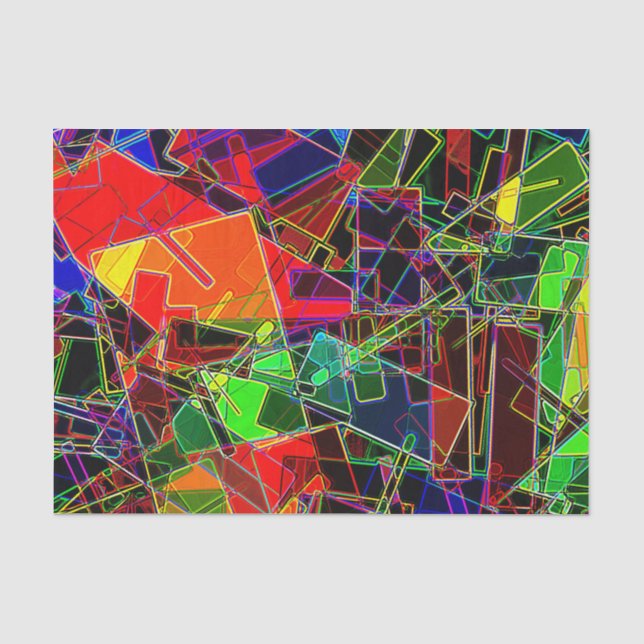 Geometrisches NeonFraktal Seidenpapier (Vorderseite)