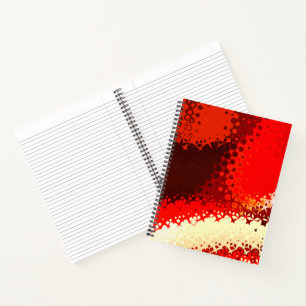 Geometrisches Notebook in lebendiges Rot und Beige Notizbuch