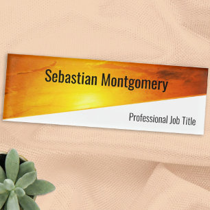 Geometrisches Orange Artwork Beruflich Namenschild