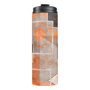 Geometrisches orangegraues Grundiermittel Thermosbecher