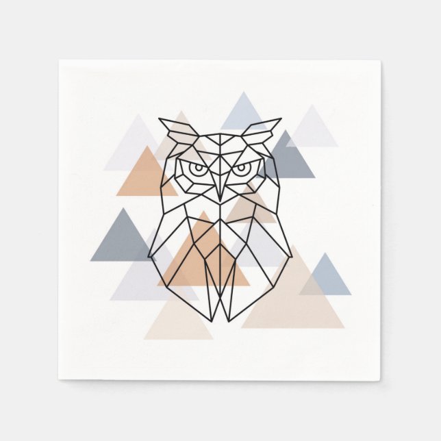 Geometrisches Owl-Design Serviette (Vorderseite)