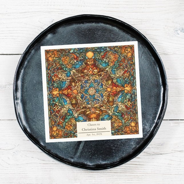 Geometrisches Party für die Lagerung von festgehal Serviette (Geometric Mosaic Stained Glass Retirement Party Napkins)