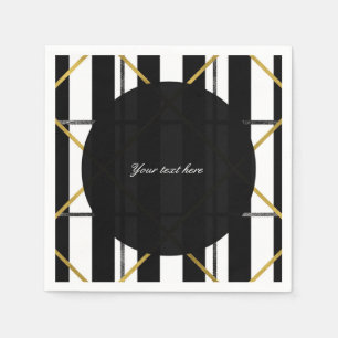 Geometrisches Party für Schwarz & Gold-Chic Serviette