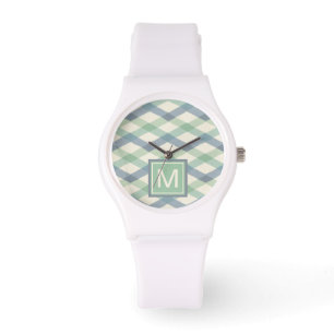Geometrisches Pastellmuster des Monogramm-  Armbanduhr