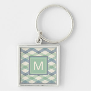 Geometrisches Pastellmuster des Monogramm- Schlüsselanhänger