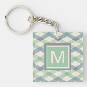 Geometrisches Pastellmuster des Monogramm- Schlüsselanhänger