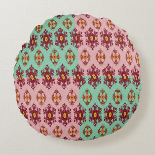 Geometrisches Patchwork-Kissen – Modernes Lila C Rundes Kissen