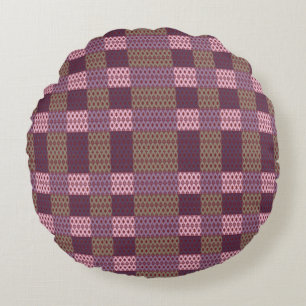 Geometrisches Patchwork-Kissen – Modernes Lila C Rundes Kissen