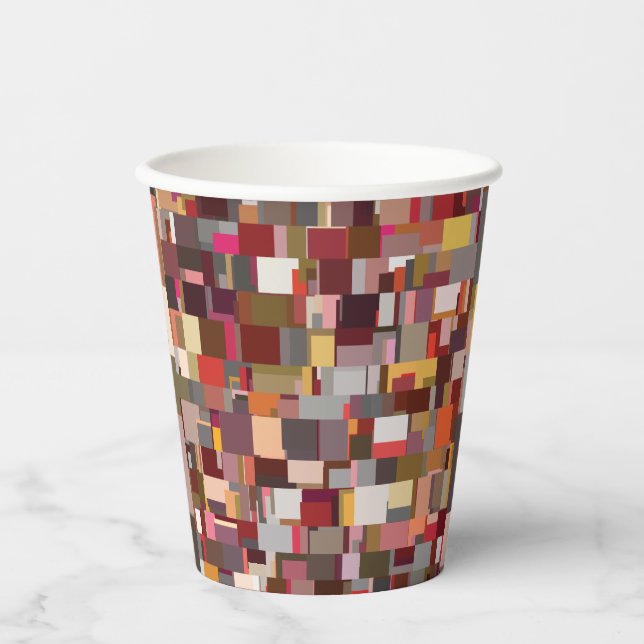 Geometrisches Patchwork-Mosaikmuster Pappbecher (Vorderseite)