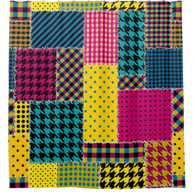 Geometrisches Patchwork: Rechteck - Nahtloser Hint Duschvorhang (Vorderseite)