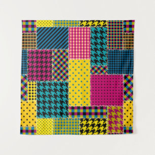 Geometrisches Patchwork: Rechteck - Nahtloser Hint Wandteppich