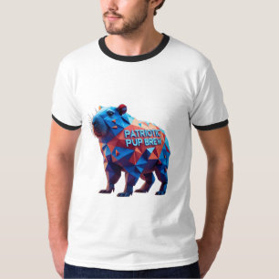 Geometrisches 'Patriotischer Welpen-Brau' Futurist T-Shirt
