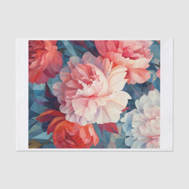 Geometrisches Peony Art für Decoupage Seidenpapier (Vorderseite)