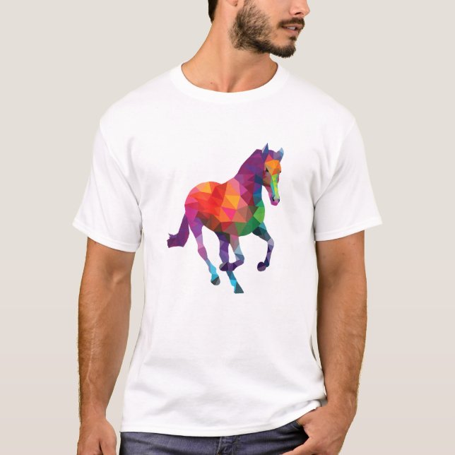Geometrisches Pferd Reiten Reiten T-Shirt (Vorderseite)