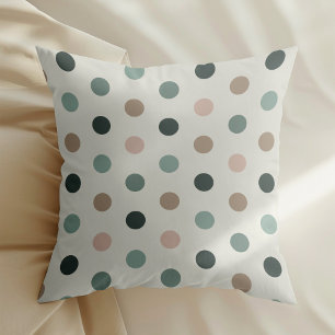 Geometrisches Polka-Punktmuster in Blau- und Rosat Kissen
