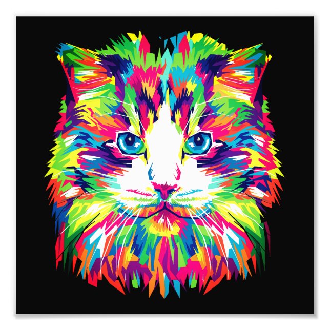 Geometrisches, prismatisches Design der Katze-Gesi Fotodruck (Vorne)