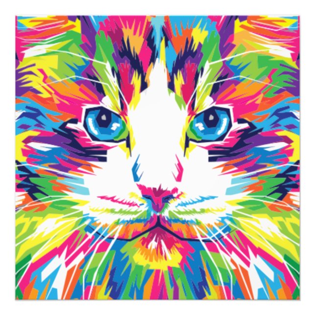 Geometrisches, prismatisches Design der Katze-Gesi Fotodruck (Vorne)