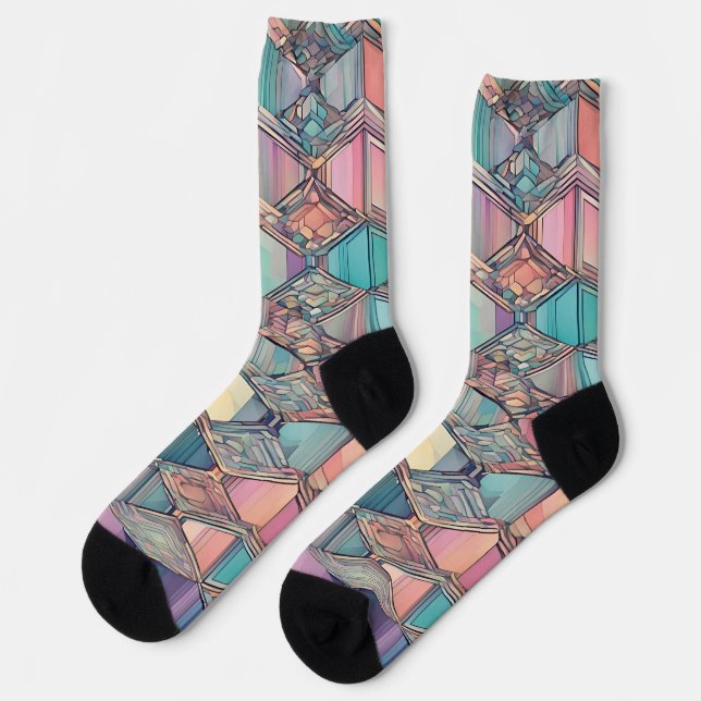 Geometrisches Prismenmuster Socken (Linkes Detail)