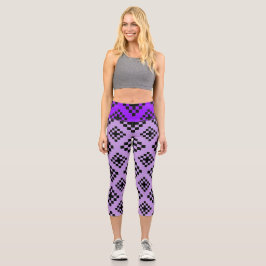Geometrisches quadratisches Muster Mosaik Schwarz  Capri Leggings