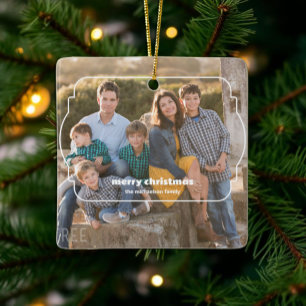 Geometrisches Rahmen Foto Weihnachten Keramikornament