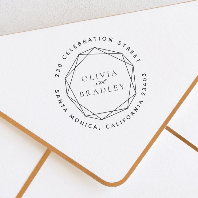 Geometrisches Rahmen und runde Rücksendeadresse Permastempel (Rubber Stamp Mock-up)