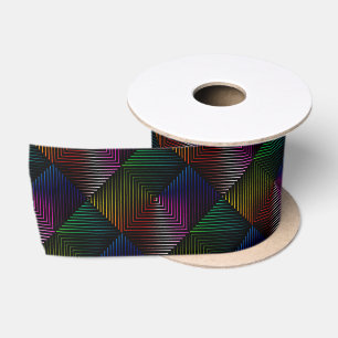 Geometrisches Regenbogendesign auf schwarz Satinband