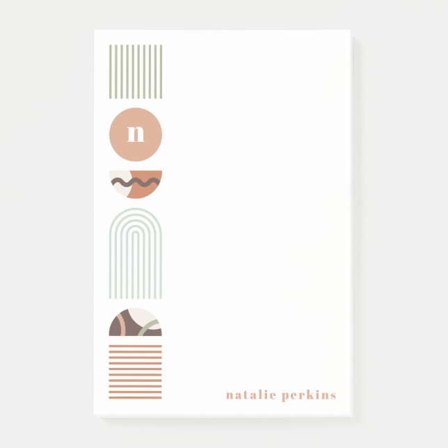 Geometrisches Regenbogenmonogramm nach dem Einlese Post-it Klebezettel (Vorderseite)