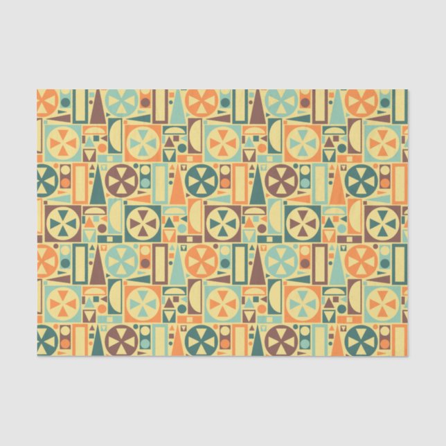 Geometrisches Retro 1950s Mitteljahrhundert Modern Seidenpapier (Vorderseite)