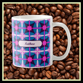 Geometrisches Retro-Design in Rosa, Lila und Blau Kaffeetasse