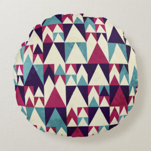 Geometrisches Retro-Dreieck Nahtloses Muster Rundes Kissen