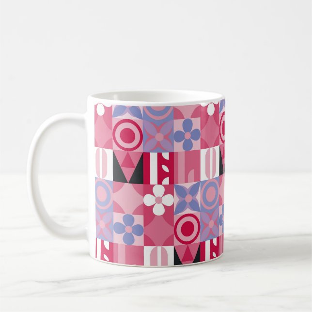geometrisches Retro-Druckmuster Kaffeetasse (Links)
